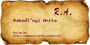 Raksányi Anita névjegykártya