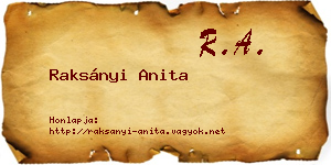 Raksányi Anita névjegykártya