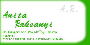 anita raksanyi business card